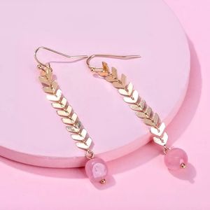 18k Rose Quartz Drop Dangle Earrings